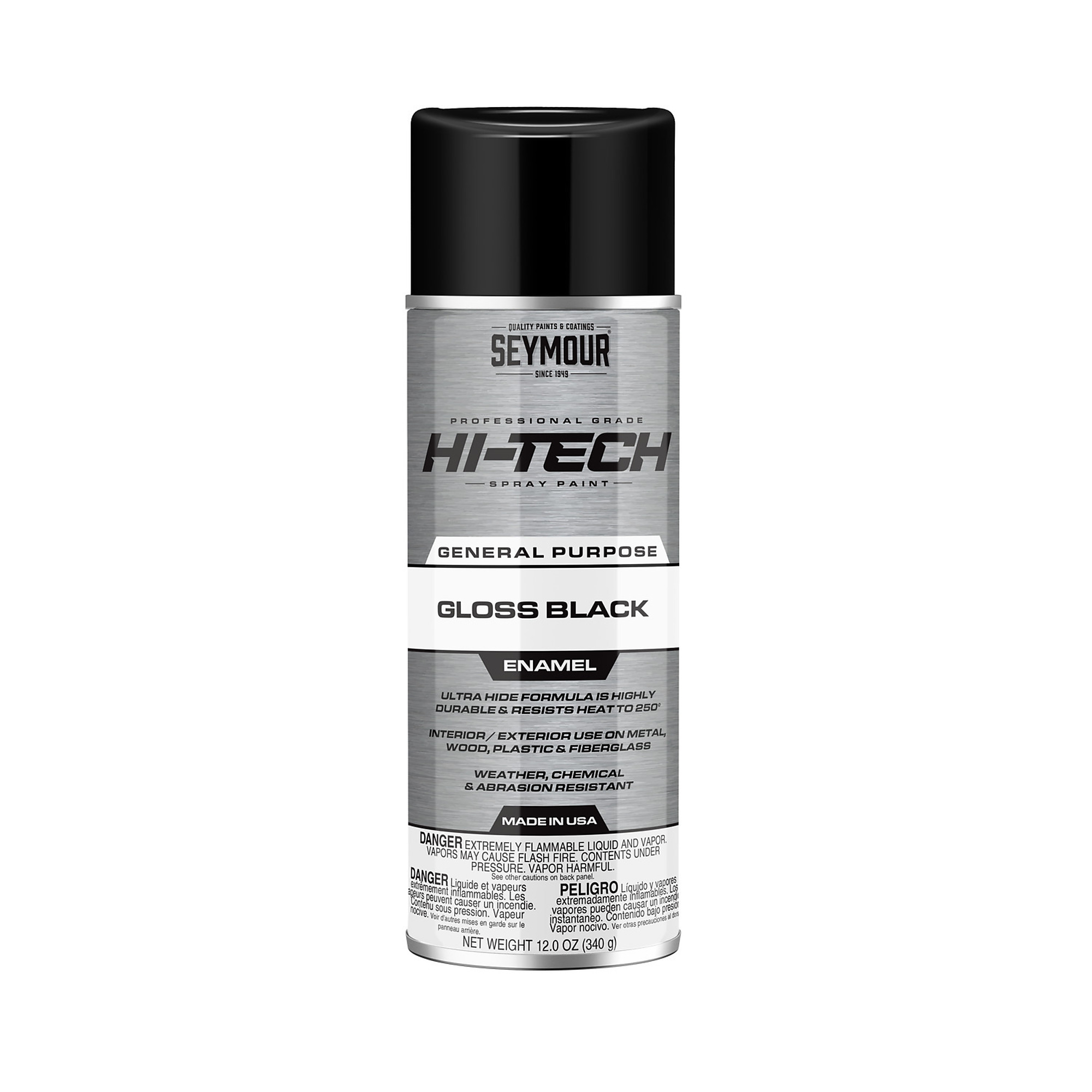 Seymour Hi-Tech Enamel Spray Paint, Gloss Black, 6-ct. Case, 16-Oz. Cans, Model# 16-115